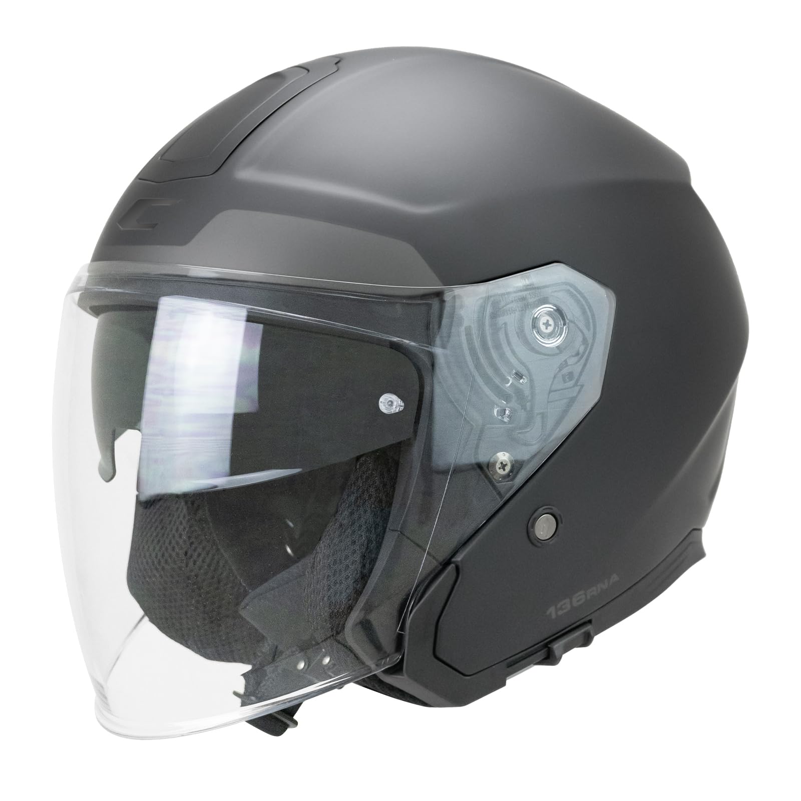 CGM Casco open face, 136F RNA FIBRA MONO Nero opaco, S