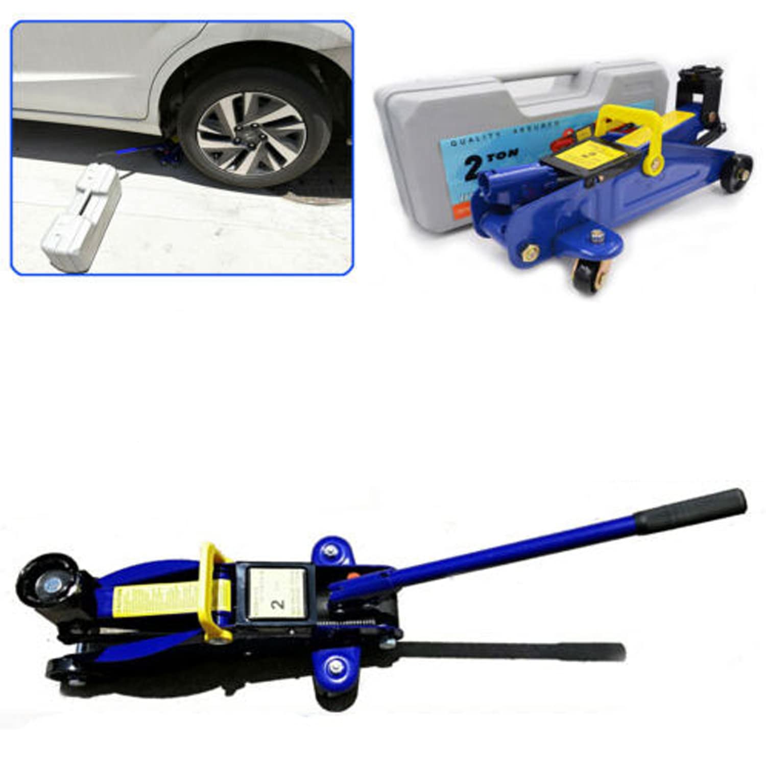 Gato hidráulico de elevación de 2 toneladas de perfil bajo para elevación de 135 mm a 320 mm para coche, garaje, taller