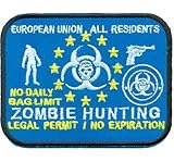 Zombie Hunting All EU Residents Evil Gun Walking Dead Skull Iron on Patch Badge