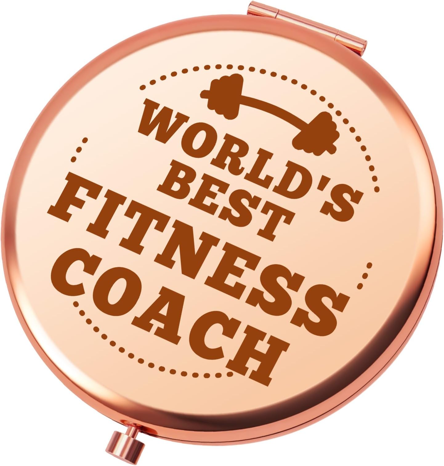 Heigebi Fitness Coach Compact Mirror Fitness Trainer Gifts Barbell Dumbbell Workout Gift Thank You Coach Gifts for Women Friend Travel Makeup Mirror Gym Workout Gift Retirement Birthday Present