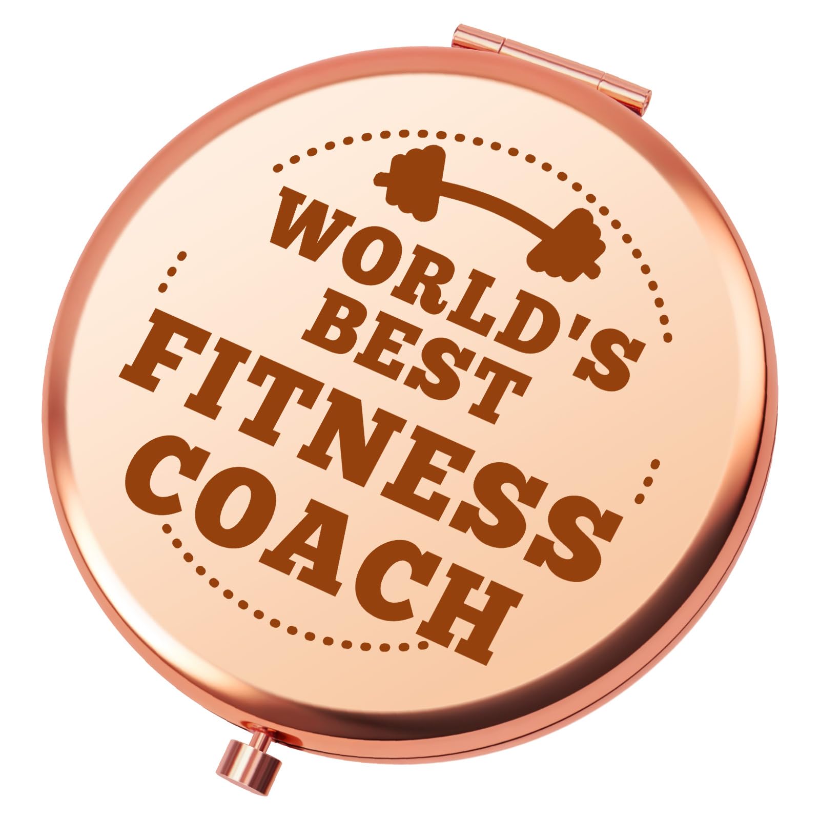 Heigebi Fitness Coach Compact Mirror Fitness Trainer Gifts Barbell Dumbbell Workout Gift Thank You Coach Gifts for Women Friend Travel Makeup Mirror Gym Workout Gift Retirement Birthday Present
