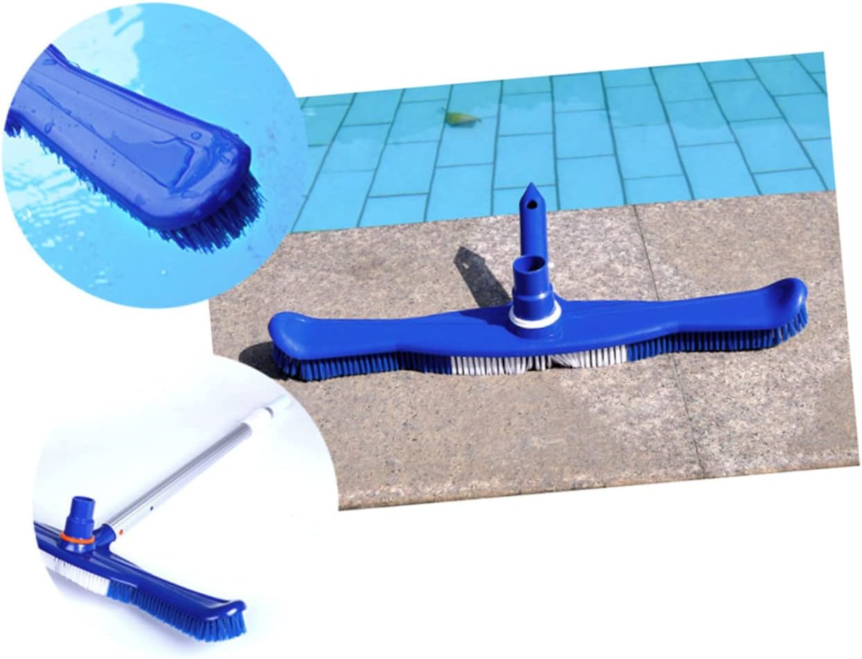 Kisangel 1Pc Heavy Duty Swimming Pool Cleaning Brush with Plastic Bristles for Indoor and Outdoor Use Tough Bristles for Fine Dirt and Debris Removal Compatible with Standard Threaded