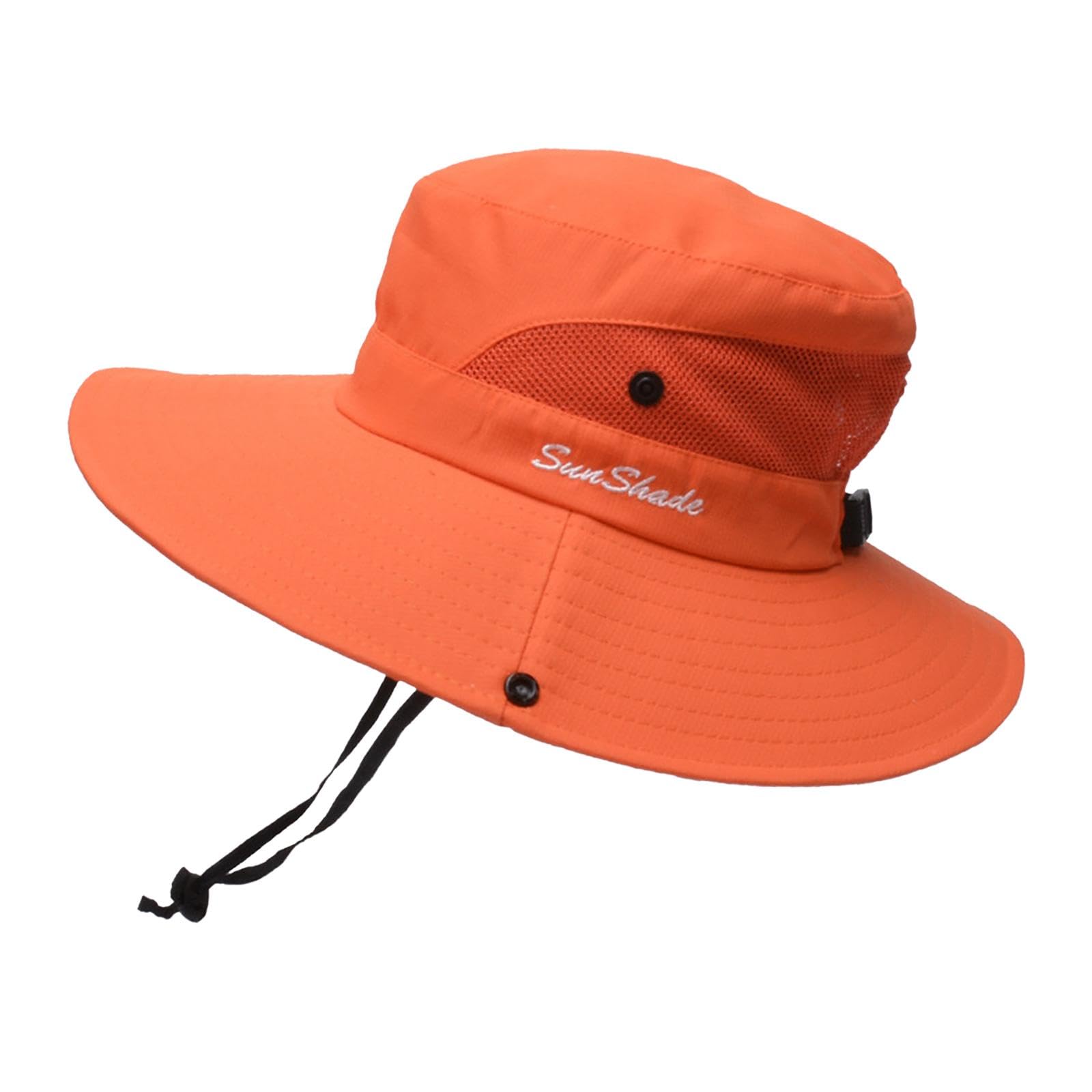 Womens Sun Hat with Ponytail Hole Foldable Summer Mesh Wide Brim Fishing Hat Orange|Clothing, Shoes & Accessories | Womens Accessories | Hats-image-47