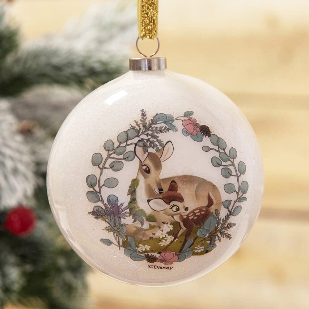 Widdop Disney Bambi & Enchanted Forest Friends Set mit 7 Glitzer-Weihnachtsbaumkugeln
