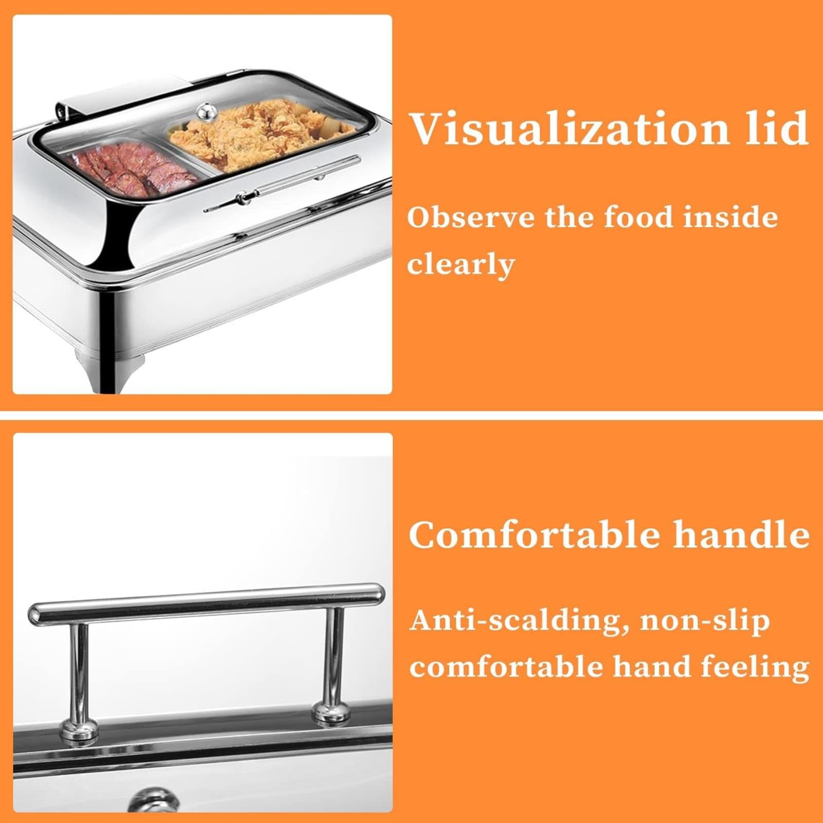 Scaldavivande Elettrico in Acciaio Inox con Coperchio Trasparente, Ideale per Buffet E Banchetti Professionali (GN1/3)
