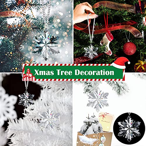 16 Pcs Christmas Crystal Snowflake Ornaments Clear Hanging Snowflake Christmas Tree Decorations Snowflake Pendant With Crystal Beads Chain For Christmas Winter Party Favors Wedding Party Supplies #TOP1