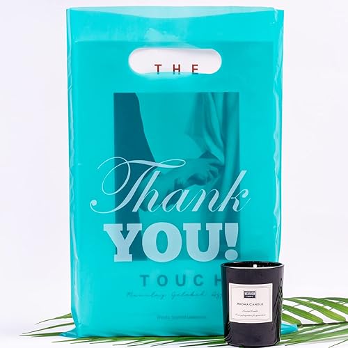 Miniatura 4 de 50 bolsas de compras de agradecimiento para pequeñas empresas, bolsas de plástico para mercancías con asas troqueladas, para bolsas de regalos,