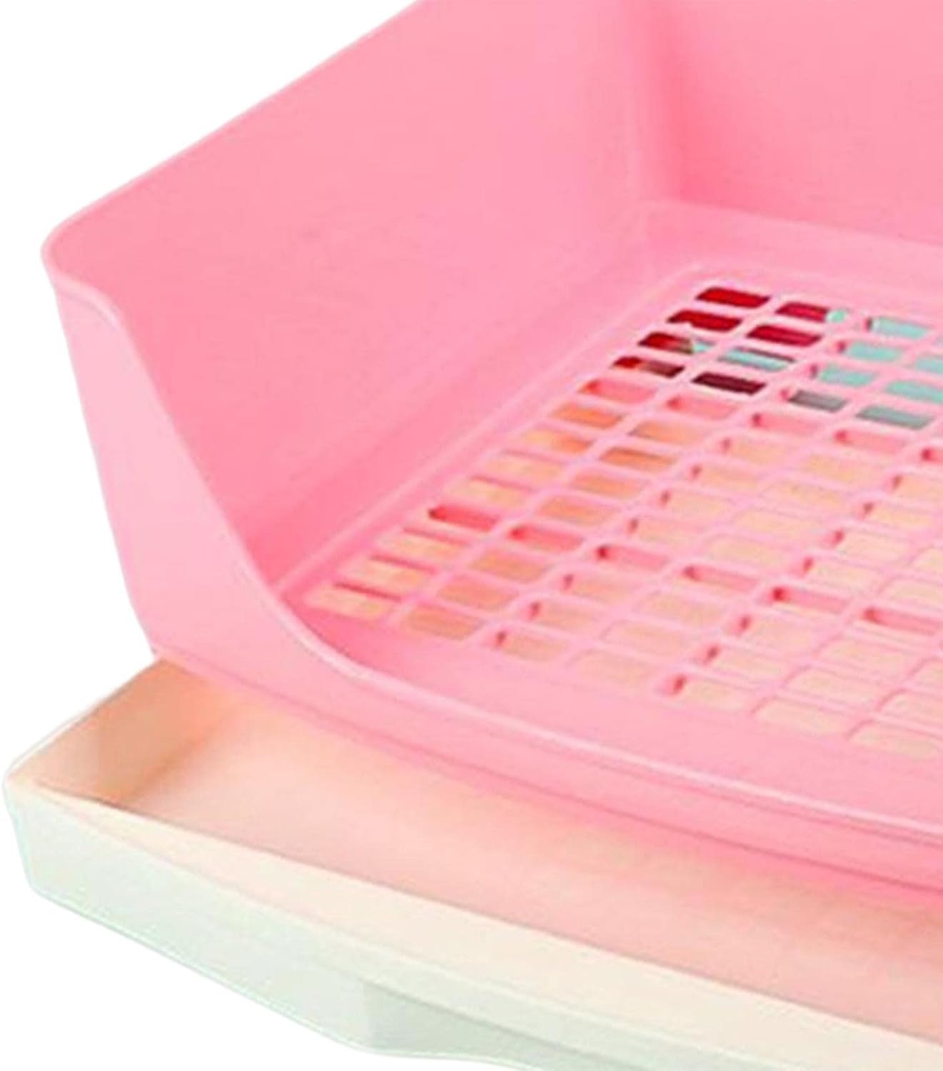 Large Rabbit Toilet Box Trainer Potty Corner Tray Litter with Drawer Pet Pan for Adult Hamster Guinea Pig Ferret Galesaur Bunny - Pink