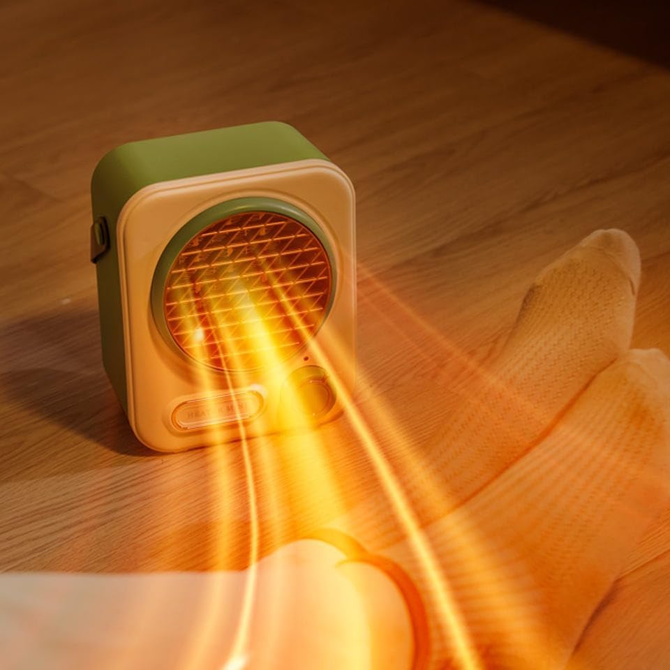 Electric Mini Fan Heater Warm Blower Portable Desktop Household Wall Home Heating Stove Radiator Warmer Machine For Winter (Black)