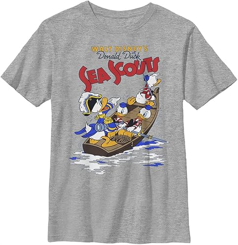 Disney Characters Donald Sea Scout Boy's Crew Tee, Athletic Heather, X-Small