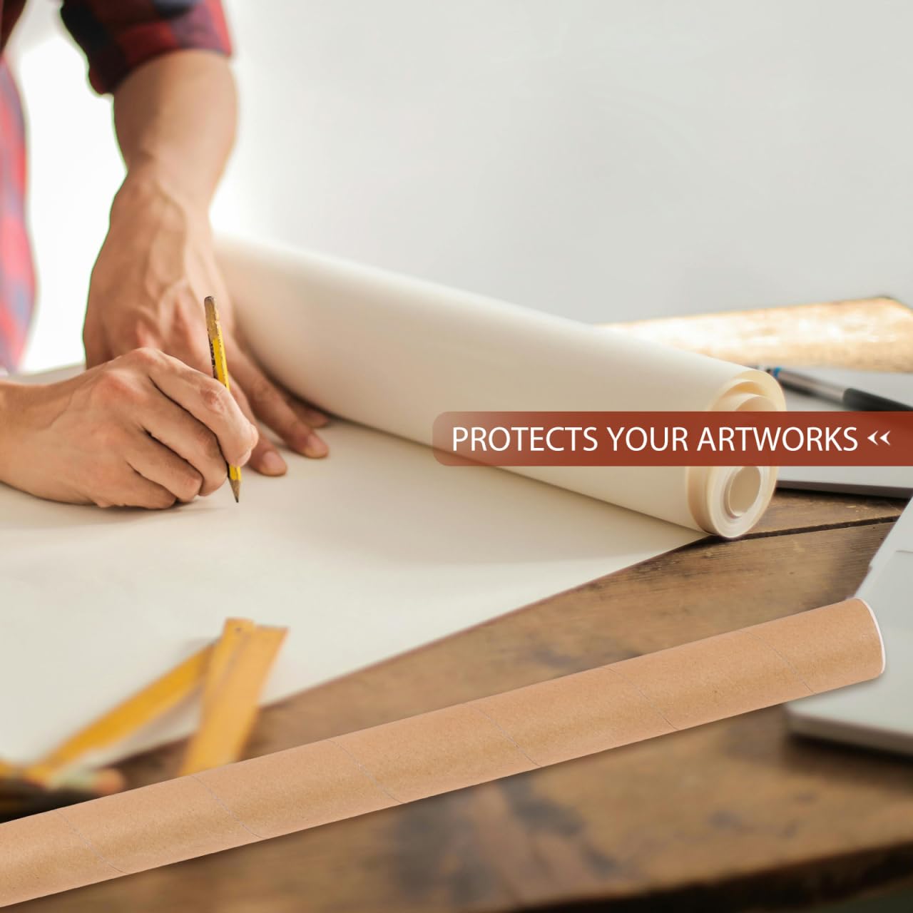 OSALADI Tubos De Cartón Kraft Para Envíos Postales Y Almacenamiento De Carteles Dibujos Y Planos Con Tapa Protección Contra Arrugas Y Daños Para Manualidades Y Arte