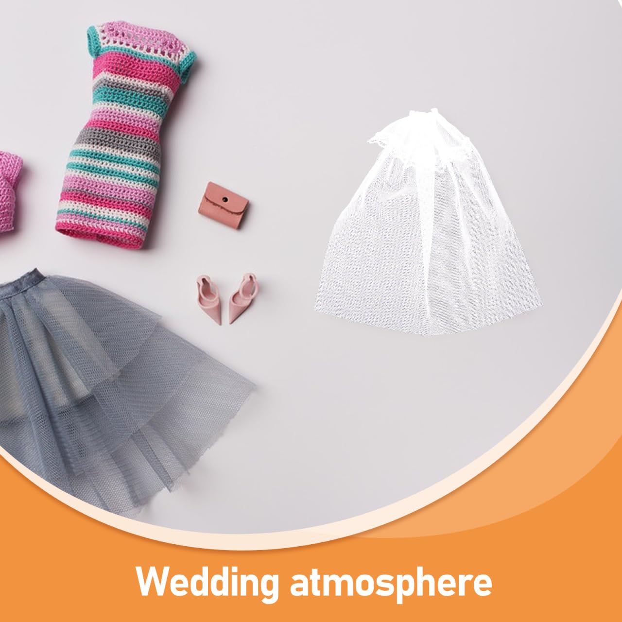 Gatuida 6pcs Doll Wedding Veils White Short Bridal Headpiece Accessories for Dress Up Play Elegant Craftsmanship and Versatile Fit for Various Fashion Dolls - Image 4