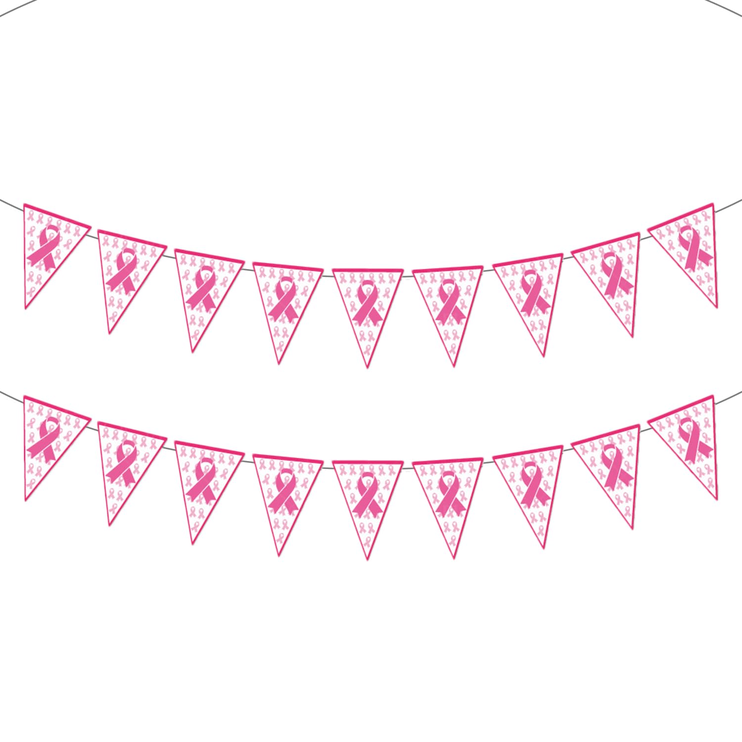 Lezevn Breast Cancer Pennant Banner Pink Ribbon Themed Bunting Banner for Stylish DIY Party Decorations (2)