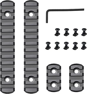 Pecawen Picatinny Rail Section Polymer 3,3,13,13 Slot Picatinny Rail Set Black