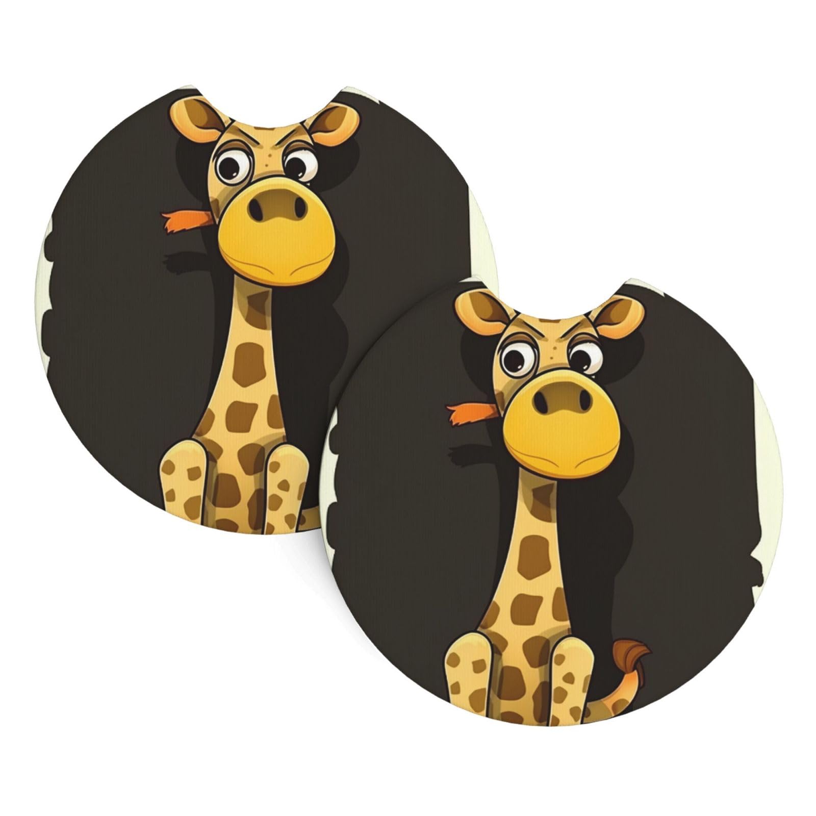 2 Pack Car Coaster for Cup Holders Cartoon Giraffe Car Cup Coaster 2.7" Neoprene Non-Slip Automotive Cup Mat Universal Auto Car Interior Accessories for Women Men Cup Pad