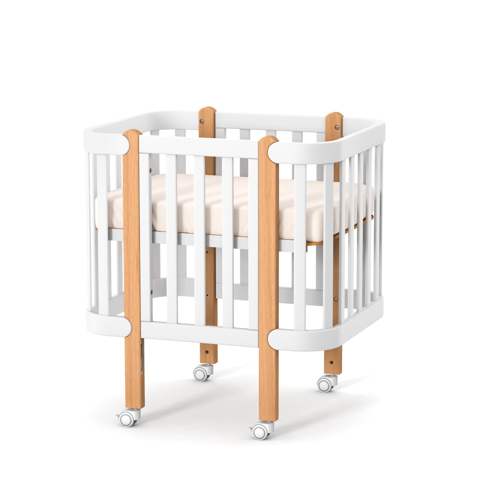 Veres Veres Lot de 4 roulettes pivotantes pour lit de bébé Blanc