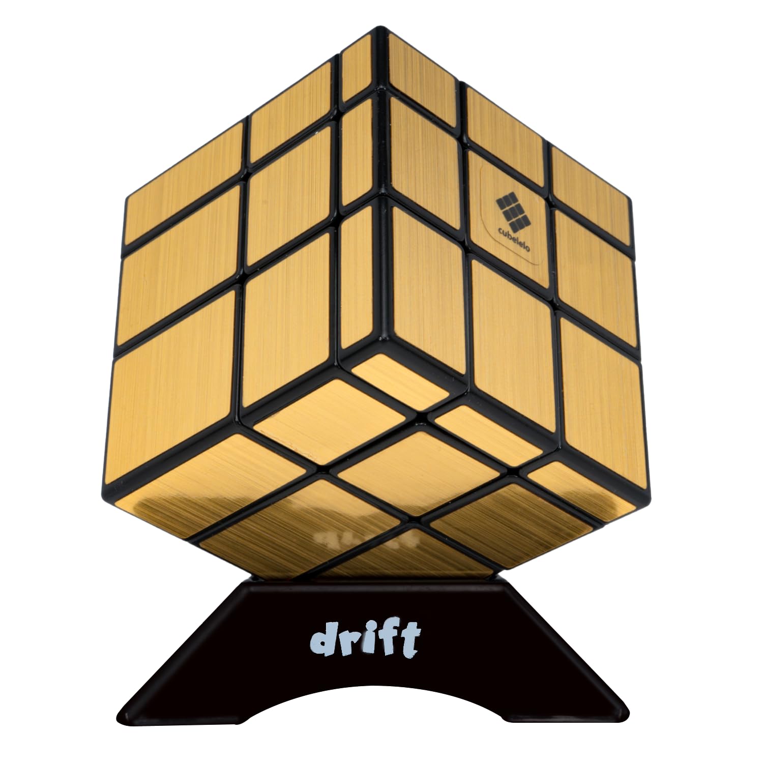 Cubelelo Drift Mirror Golden Cube with Stand | High-Performance Speed Cube | Smooth Turning & Durable for Beginners & Pros for Kids & Adults