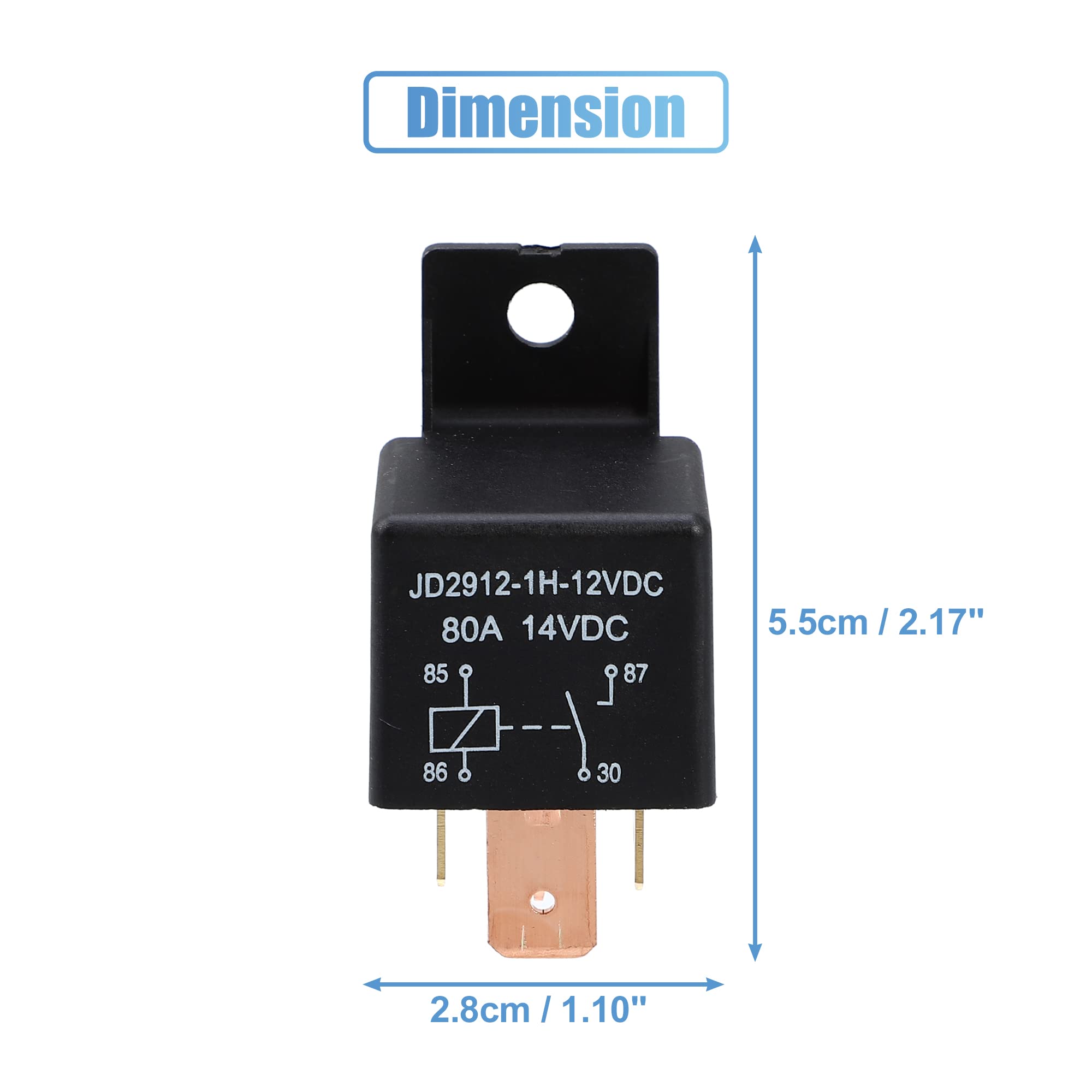 A ABSOPRO Relè Con Presa Cablaggio 5Pz Per Auto 12V 80Amp Modello JD2912 | Materiale: Plastica, Modello: JD2912, Temperatura: -30°C~+80°C, Applicazione: Ventole Elettriche, Elettrovalvole, Clacson