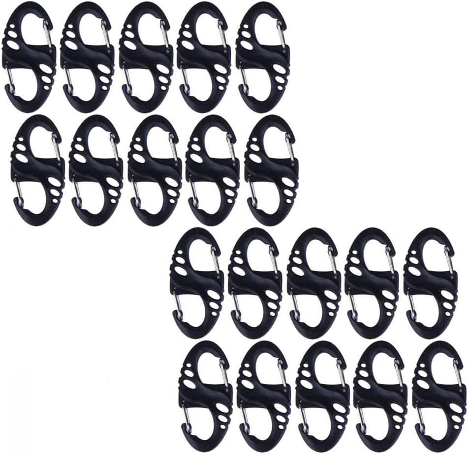 20 Pieces Small Steel Snap Hook Mini S Hook Carabiner Dual