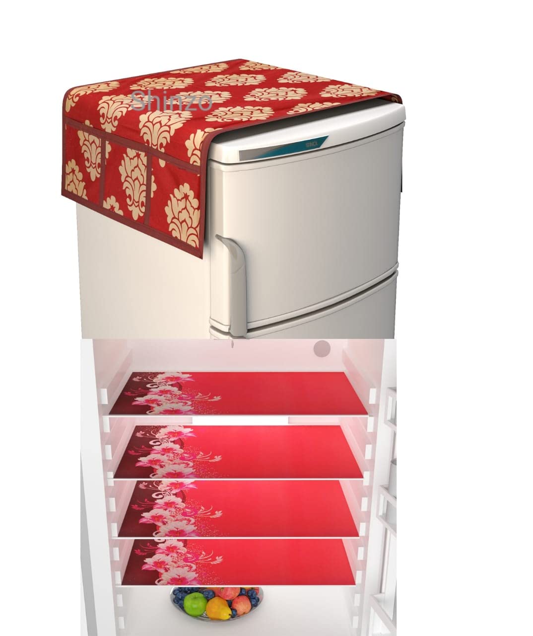 Shinzo Combo Pack of Fridge Top Cover And Fridge Mats Beautiful Modern Designed Maroon Color Used for All Major Refrigerator (B09SG523CQ) Amazon Price History, Amazon Price Tracker