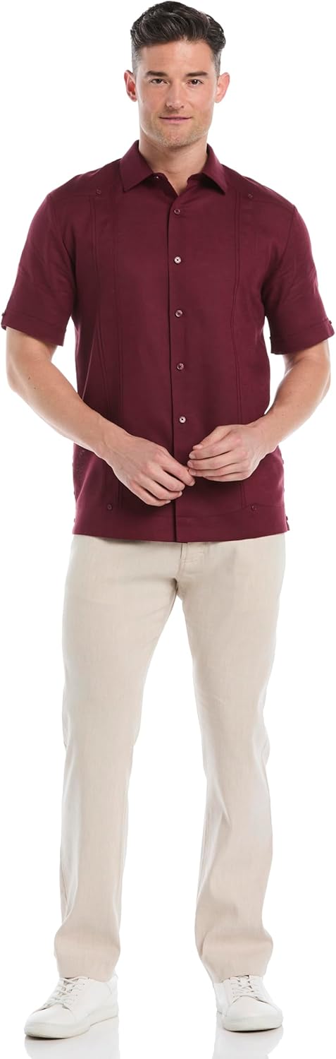Cubavera Men's Linen Blend Guayabera Short Sleeve Button-Down Shirt (Available in Big & Tall) - Image 4
