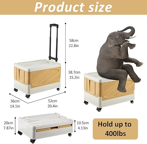 Miniatura 6 de XCBYT Contenedores de almacenamiento con ruedas, carrito plegable con ruedas, contenedor de almacenamiento, carrito plegable con ruedas, carrito