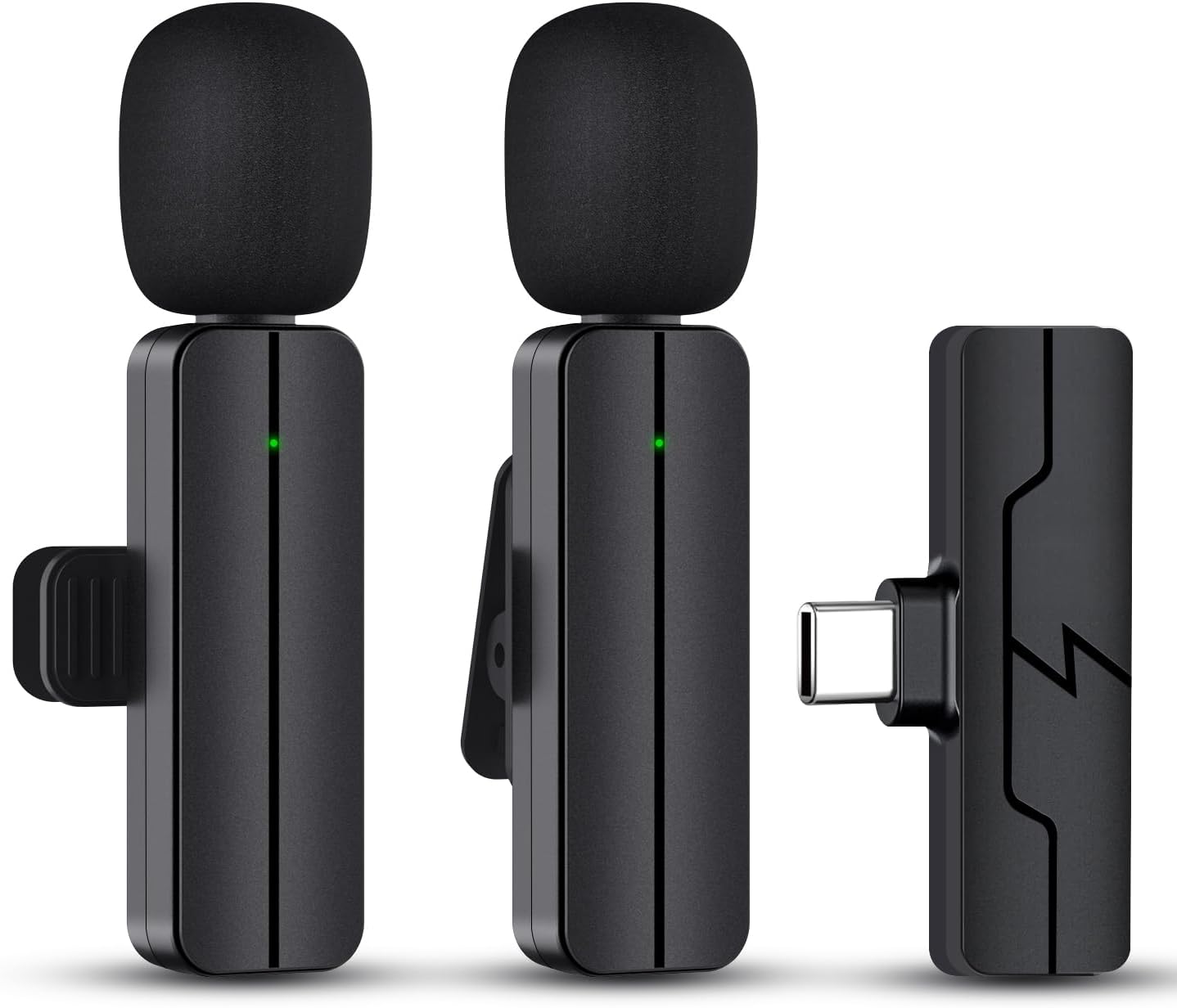 Wireless Lavalier Lapel Microphone for iPhone 15/Android/Computer - Bluetooth Mini Phone Mic for Video Recording, Clip-on USB C Microphones for YouTube Tiktok Podcast Vlog & Livestream