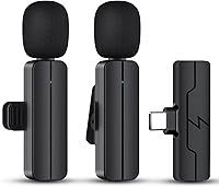 Vista 10 de Mini micrófono inalámbrico 3 en 1 para iPhone y cámara de teléfono Android, micrófono de solapa Bluetooth Lavalier para grabación de video