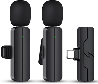 Wireless Lavalier Lapel Microphone for iPhone 15/Android/Computer - Bluetooth Mini Phone Mic for Video Recording, Clip-on USB C Microphones for YouTube Tiktok Podcast Vlog & Livestream