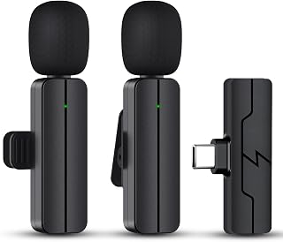 Wireless Lavalier Lapel Microphone for iPhone 15/Android/Computer - Bluetooth Mini Phone Mic for Video Recording, Clip-on USB C Microphones for YouTube Tiktok Podcast Vlog & Livestream