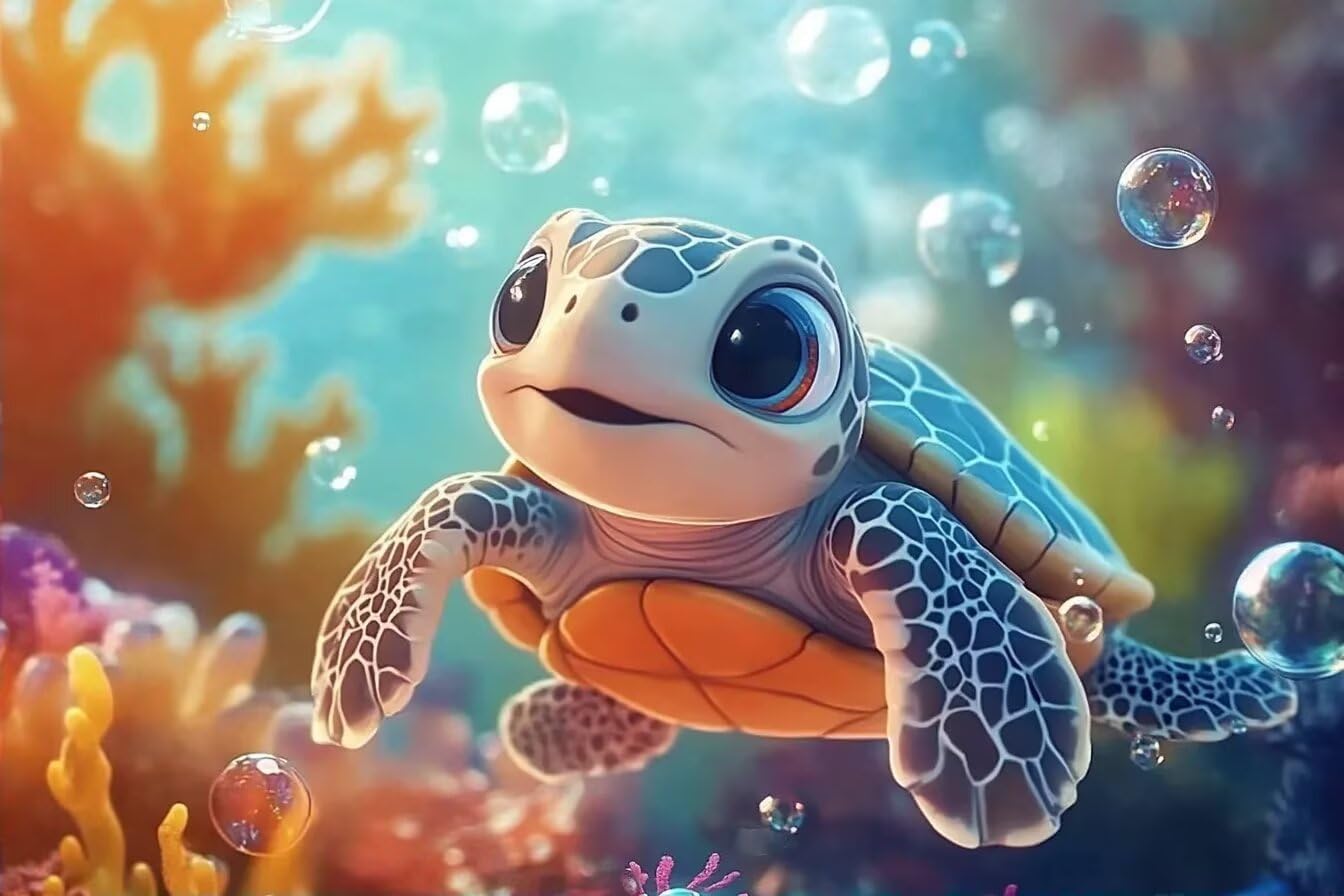 120-Piece Adult Puzzle - Challenging & Relaxing - Perfect for Home Decor, Room Decoration, or Gift for Puzzle Lovers (Cute Turtle Bubbles Puzzles)