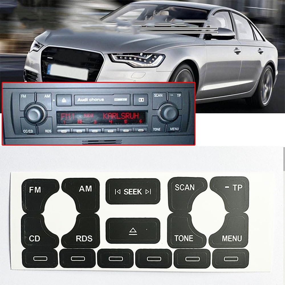 XINGDE Car Button Repair Sticker for Audi A4 B6, B7/ A6/ A2 and A3 8L/P, Button Repair Decal Steering Wheel A/C Control Repair stickers