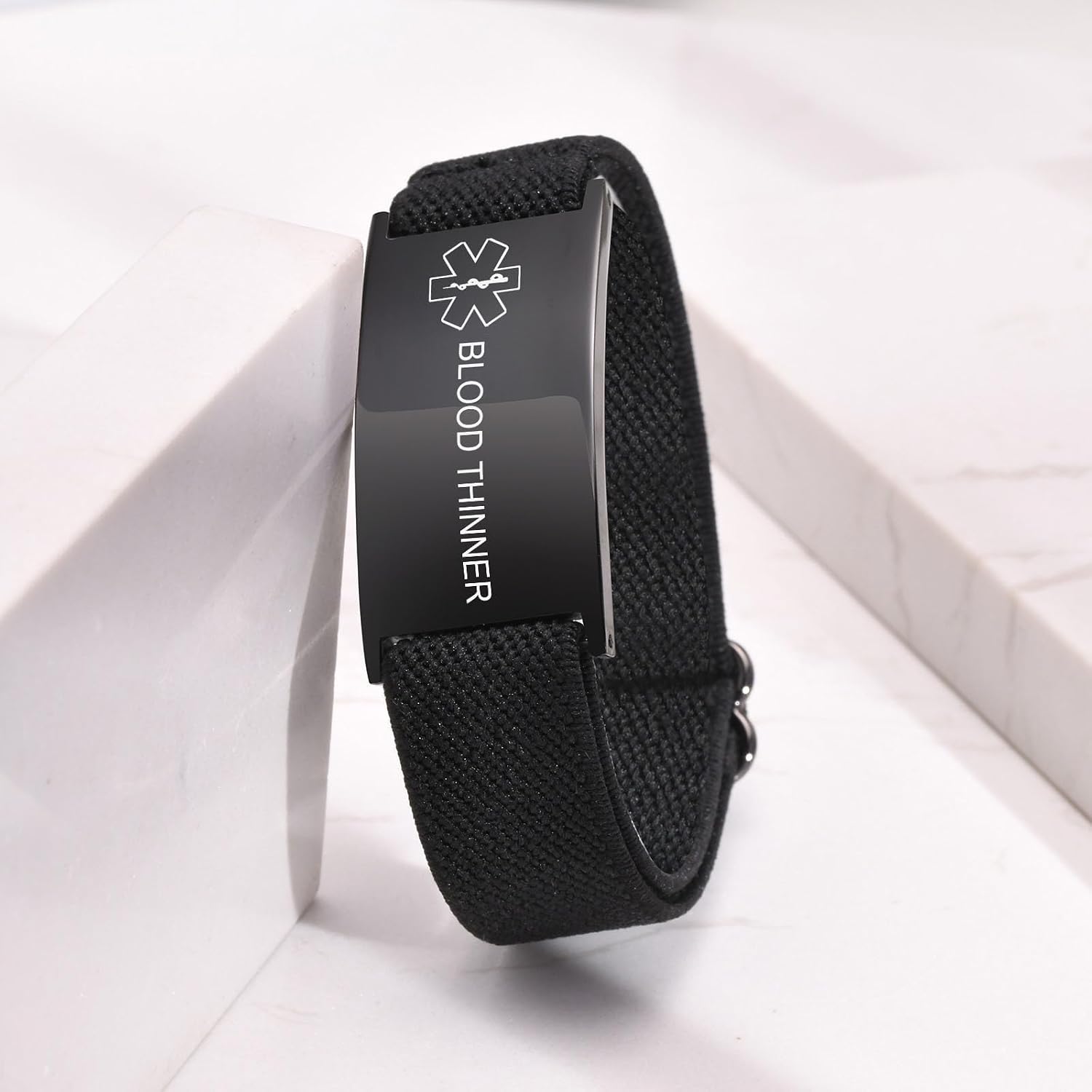 Personalized Medical Alert Bracelet for Men - Customized Elastic Strap Stainless Steel ID Bracelets Engraved Medic Info, Emergency Awareness Medic ID Bracelet for Autism Allergy Diabetic Epilepsy