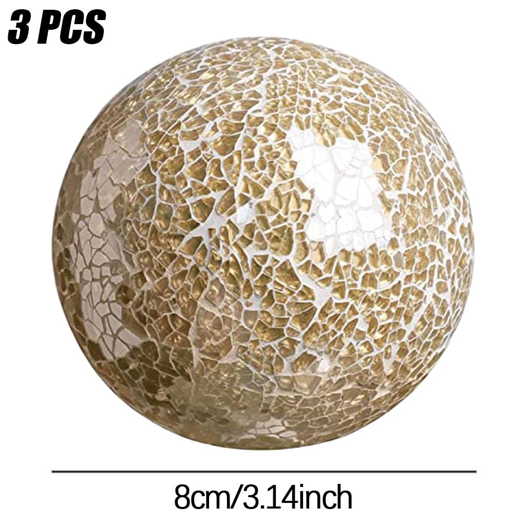 LOVIVER Mosaico Sfera Sfere 8 cm Articoli per la casa Centrotavola Set Sfere Decorative Sfera Decorativa Globo per Ornamenti Tavolino Decor Festival Soggiorno - Oro 3 Pezzi
