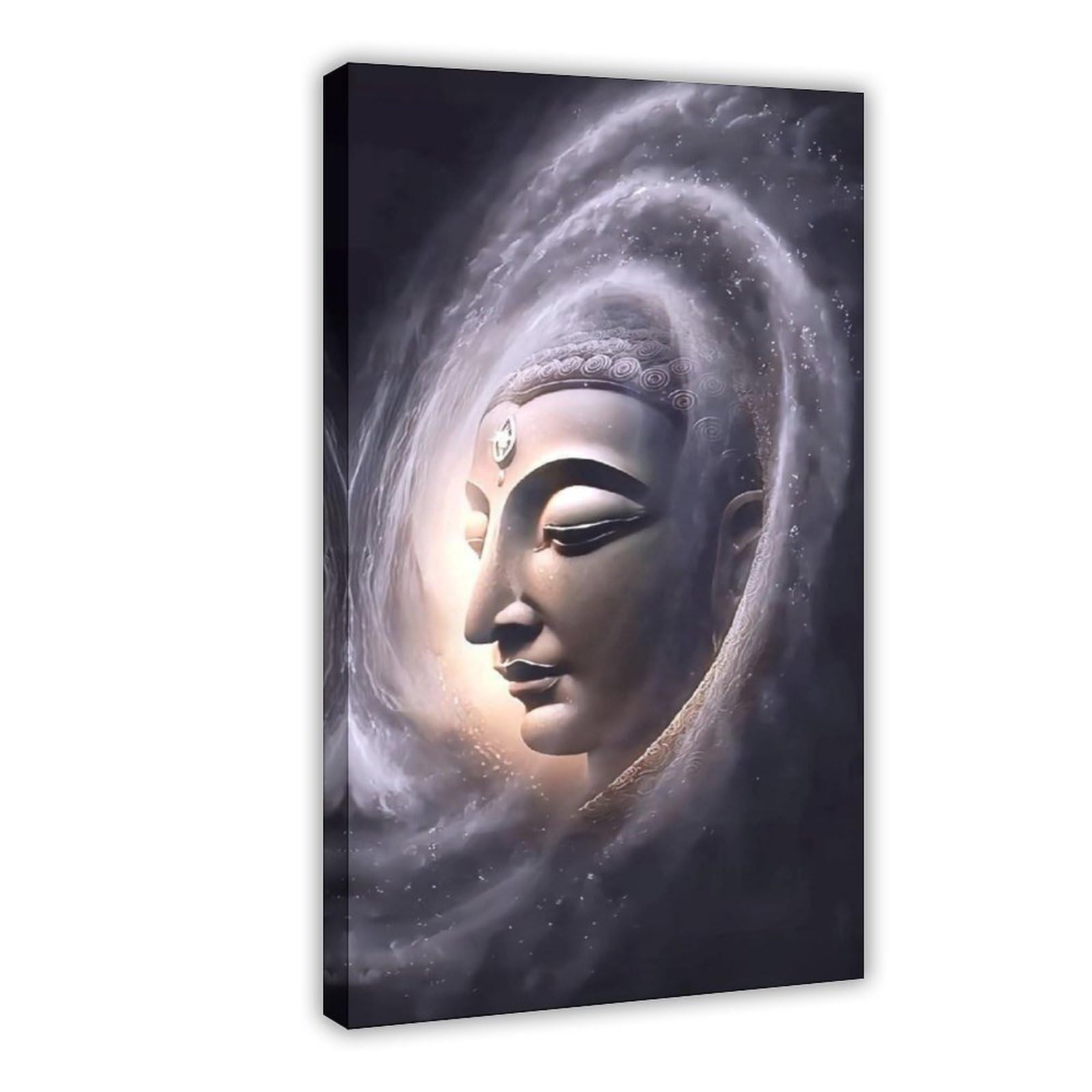 Qnvjqkdsi Frame Serene Buddha Face, Spiritual Meditation Art Canvas Poster Bedroom Decor Landscape Office Room Decor Gift 16" L X 24" W