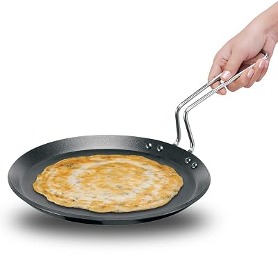Hawkins Futura 26 cm Flat Tava, Non Stick Tawa with Stainless Steel Handle, Induction Tawa with Rim, Pancake Pan, Flat P
