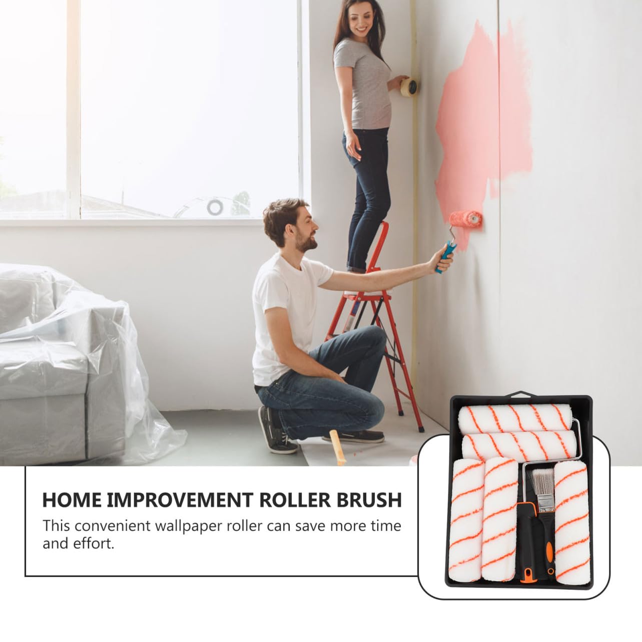 Juego de Rodillo de Pintura para Pared, 8 Piezas, para Superficies
