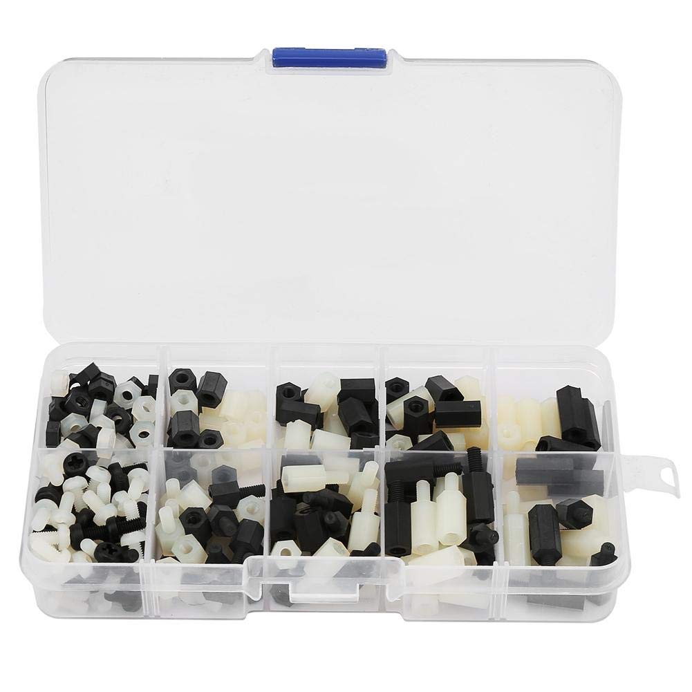 300 Pezzi Kit Distanziali Nylon M3 Maschio-Femmina Con Viti E Dadi - Bianco