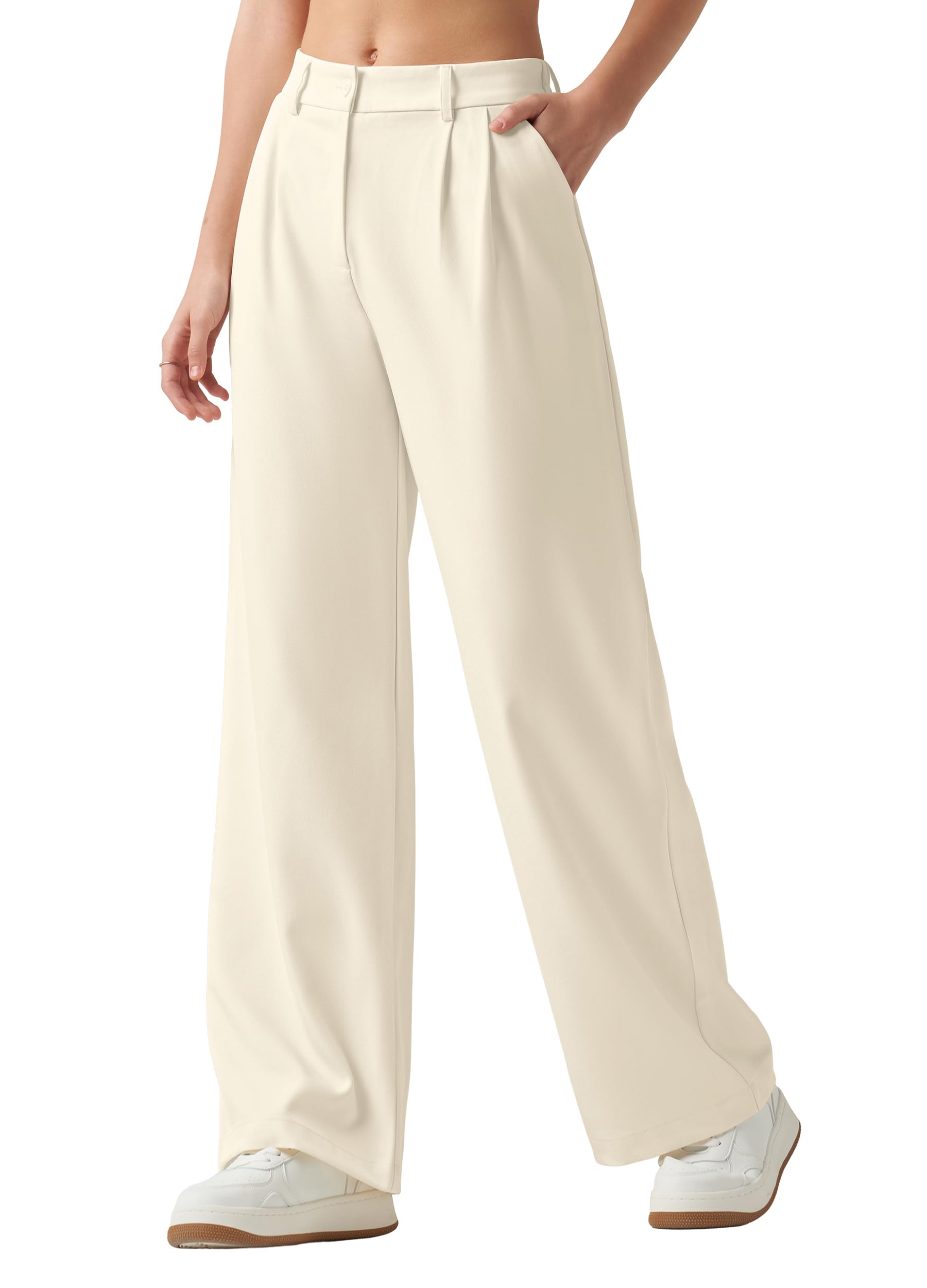 Womens Work Pants High Waisted Dress Pants Petite Wide Leg Trouser Slacks Business Casual with Pockets 30 Off