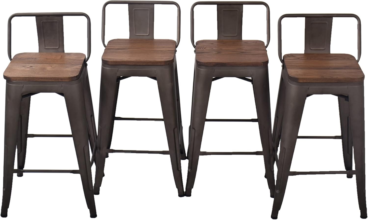 26 Inch Metal Bar Stools Counter Stool Modern Barstools Industrial Bar Stools Set of 4(26 inch, Black): Home & Kitchen