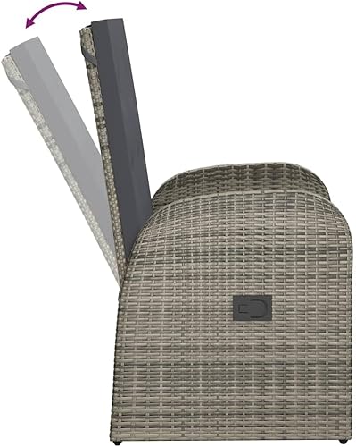 Miniatura 7 de Reclining Patio Chairs 2 pcs with Cushions Poly Rattan Gray Outdoor Patio Dining Lawn Outdoor Dining Chairs Sillas para Comedor for Terrace