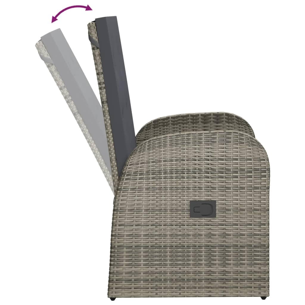vidaXL Lot de 2 chaises longues de jardin avec coussins - En polyrotin - Gris