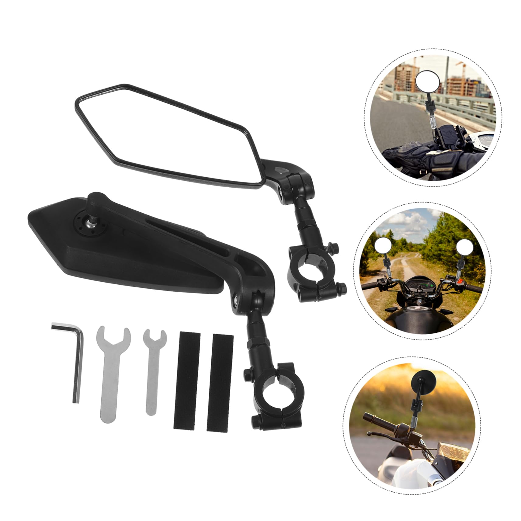 Gatuida Specchietti Retrovisori per Bici Elettrica, 2 Pezzi, in Plastica Nera, Altezza Regolabile, Visione Ampia, per Manubrio