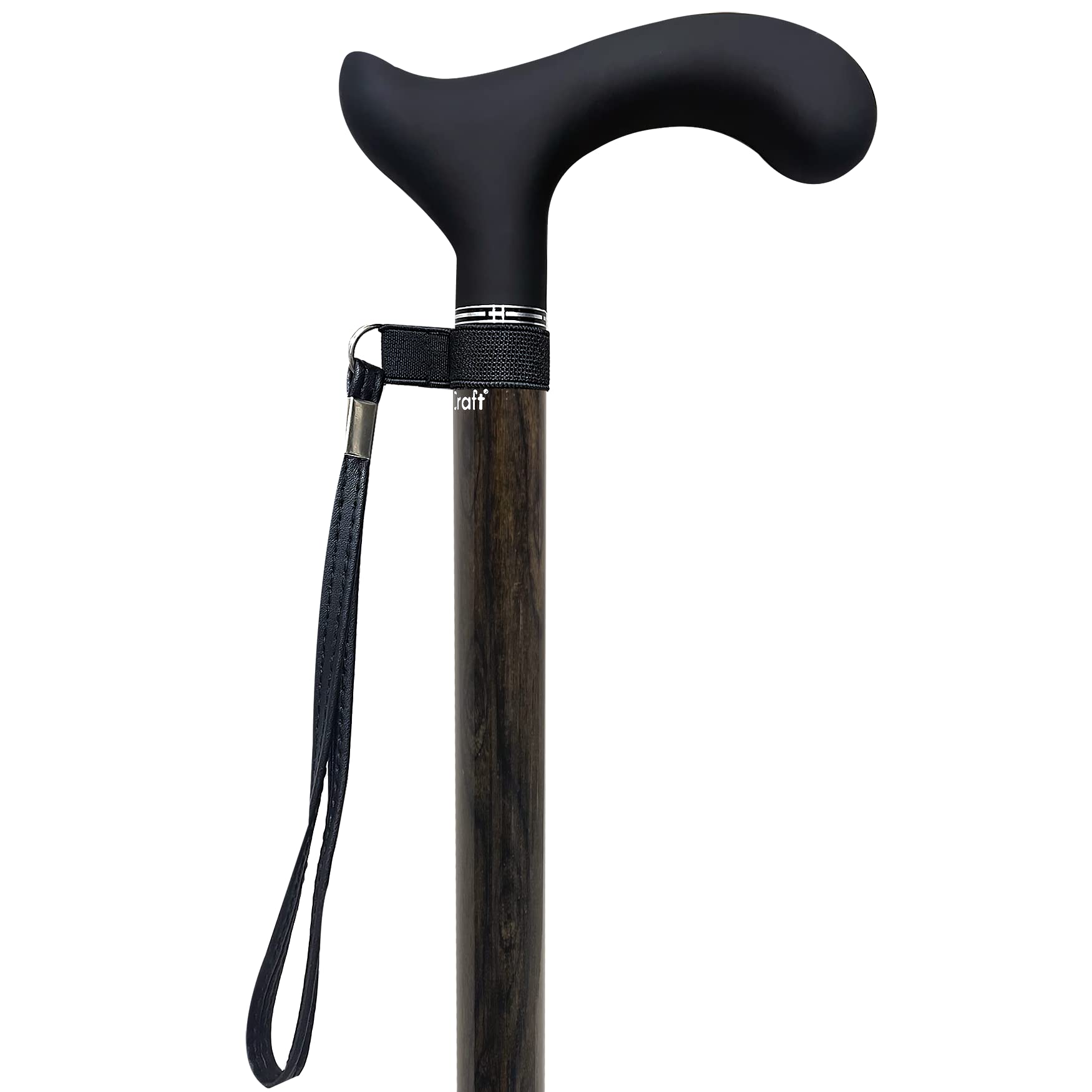 CaneCraft Carbon Fiber Walking Cane for Men and Women - Ultra Lightweight Height Adjustable Walking Stick with Wood Finish