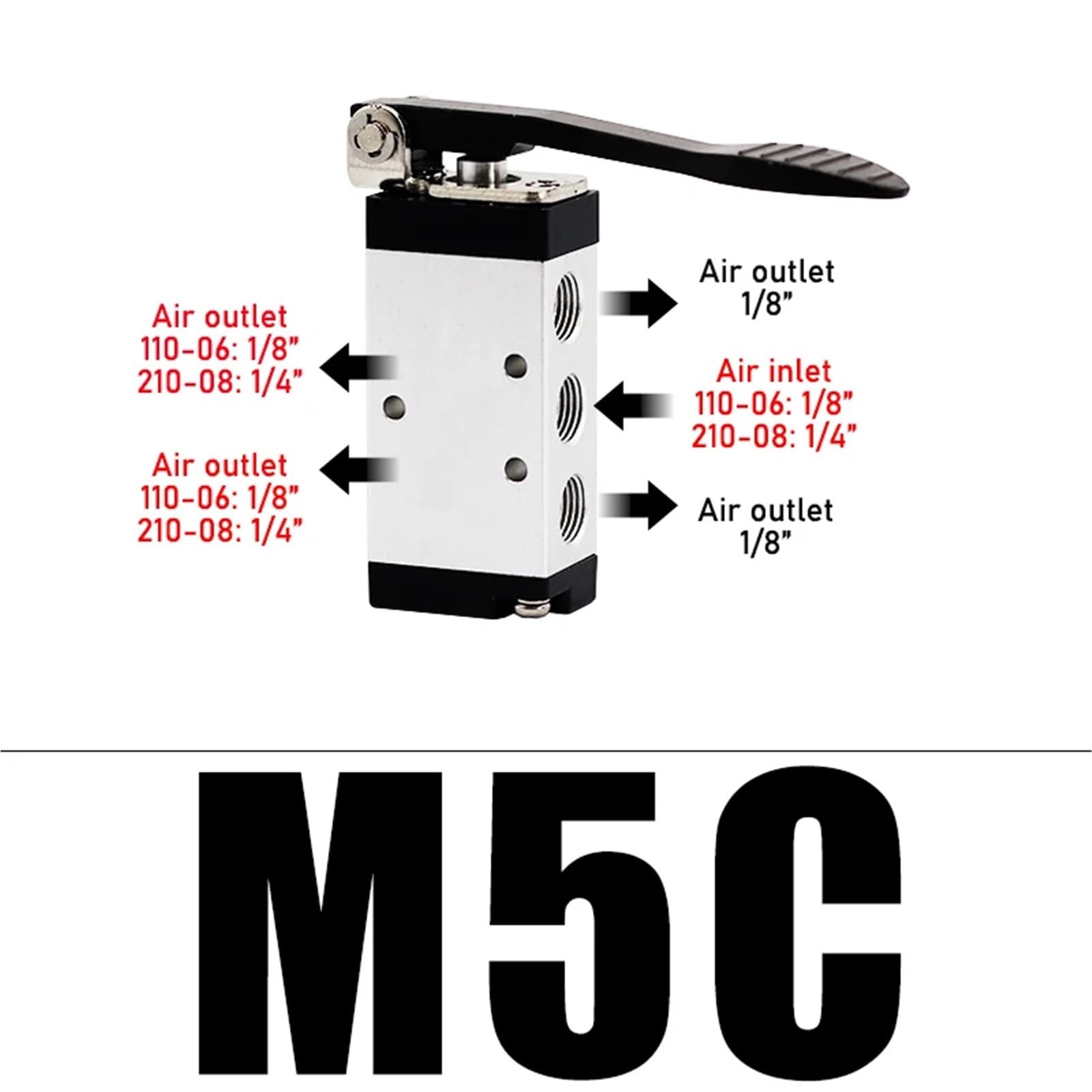 Mechanical Valve M5B210-08 M5CM5D M5R M5L M5Y M5PP Pneumatic Manual Switch M5PF110-06 1Pcs(M5C,110-06)