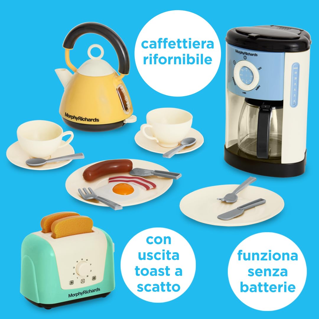 Casdon Morphy Richards Kitchen Set | Elttrodomenstici da cucina giocatolo adatto a bambini di età superiore a 3 anni | Include tostapane, macchina per il caffé, bollitore ed altro ancora.!
