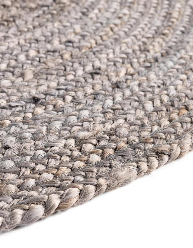 Tapis rond en jute fait à la main gris 0,9 m décor rustique