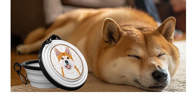 Foto 2 de 8 de Akita - Comedero para llevar, cuenco, cuenco plegable y portátil para perros con mosquetón para pasear…