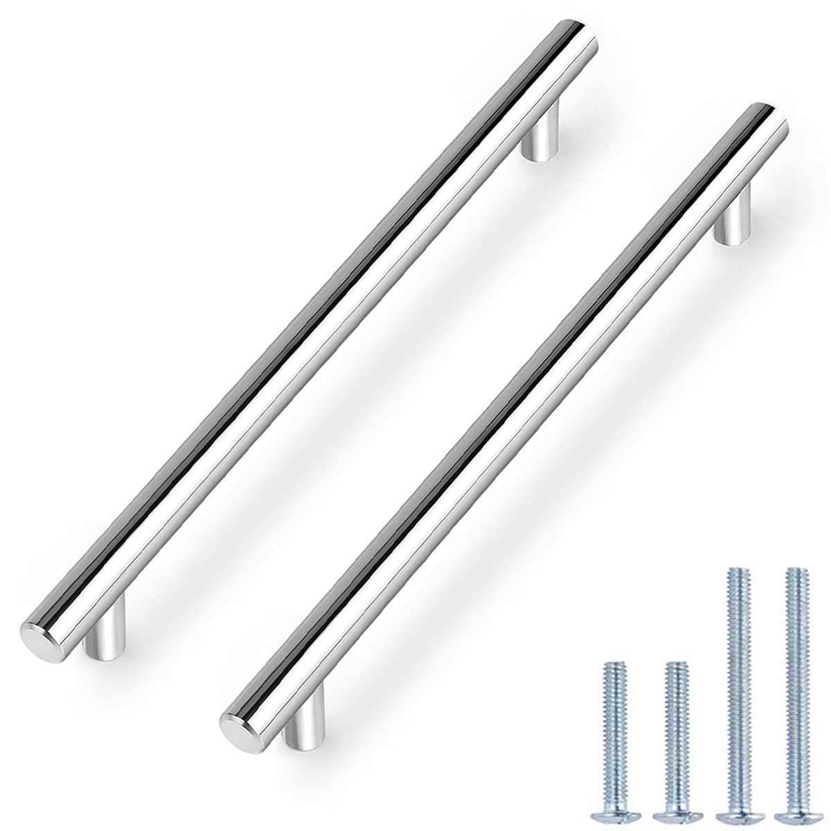 Probrico 5 PCS Polished Chrome Kitchen Drawer Knobs Hole Spacing 256mm 10" Furniture Cabinet Door Handles Cupboard Pull Stainless Steel