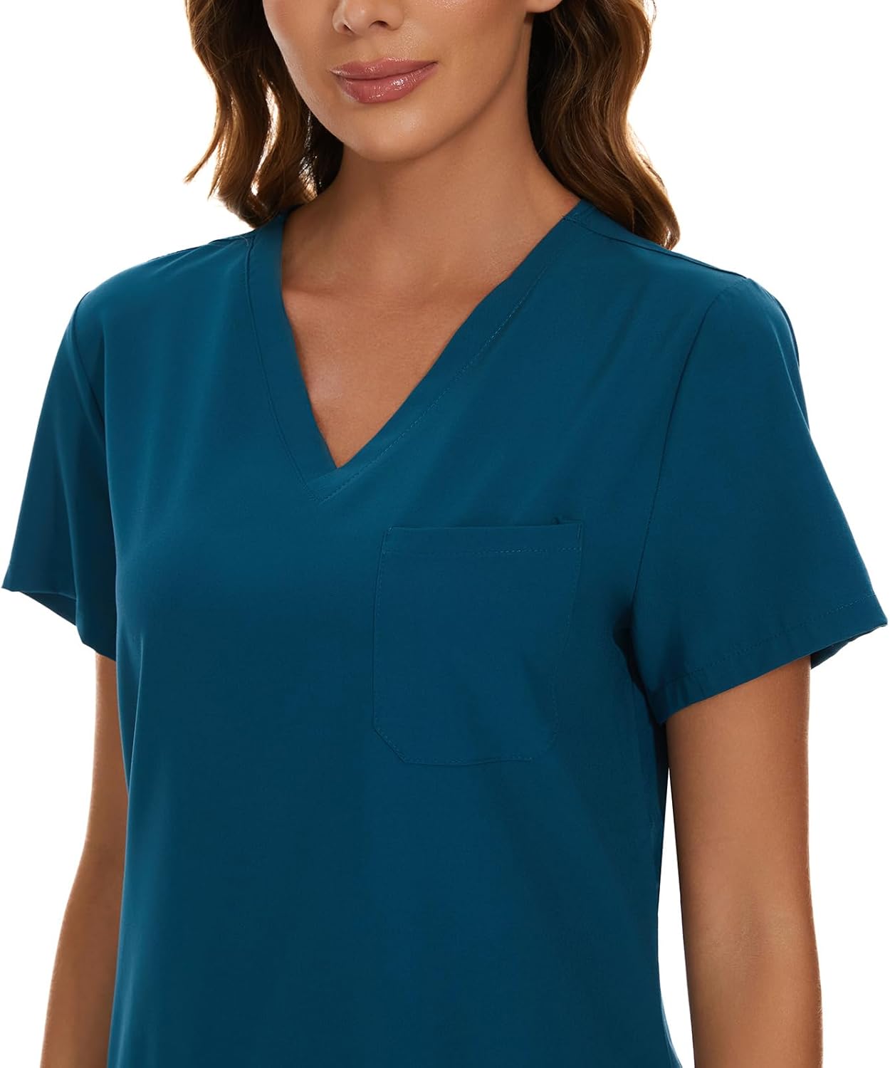 COZYFIT Scrub Tops for Woman - Soft Stretch, V-Neck Top Scrubs with 3 Pockets, Easy Care for Women - Image 5